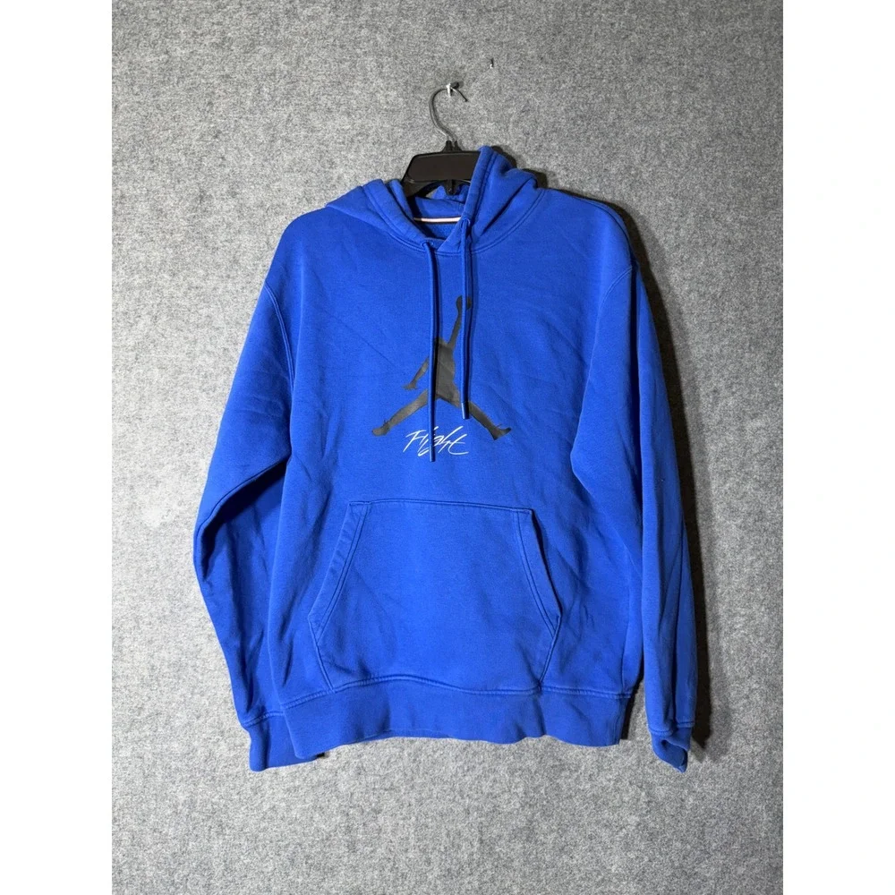 Jordan Mens Jumpman Flight Pullover Hoodie Blue Size Small Graphic Sweatshirt